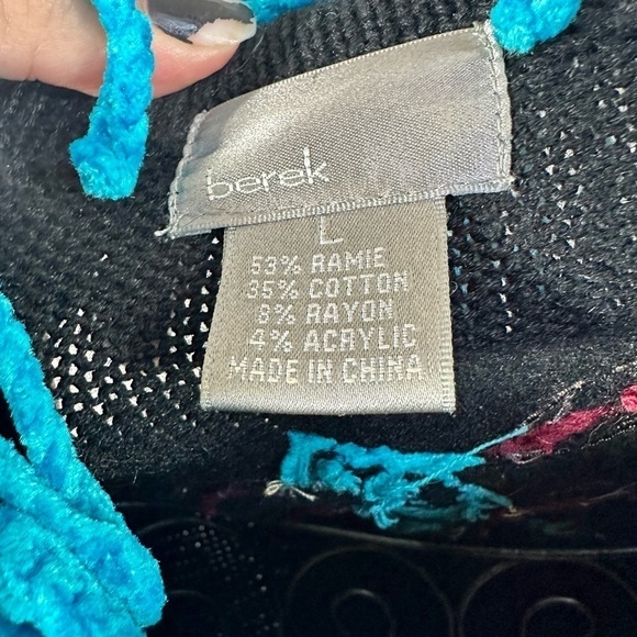 Vintage Berek beaded and embroidered floral button up cardigan size L - Picture 2 of 11